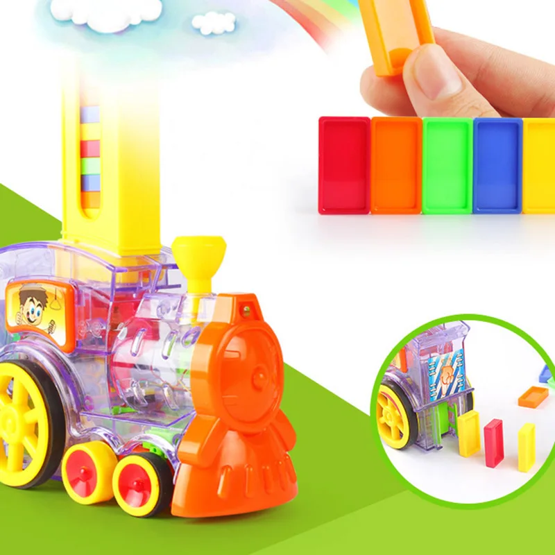 

Domino Brick Set kids Colorful Plastic Game Toys Set With Transparent Train Toy Dominoes Blocks Set Gift for Girl boys