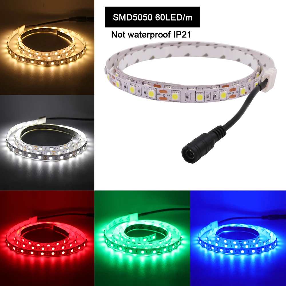12V Светодиодный светильник SMD 5050 5054 120LED/m 60LED/m Водонепроницаемая гибкая лента 1m 2m 3m