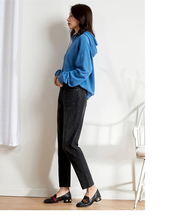 Женские узкие мытые джинсы LEIJIJEANS, черные джинсы из харлана с высокой посадкой, новая модель 9206 большого размера на осень