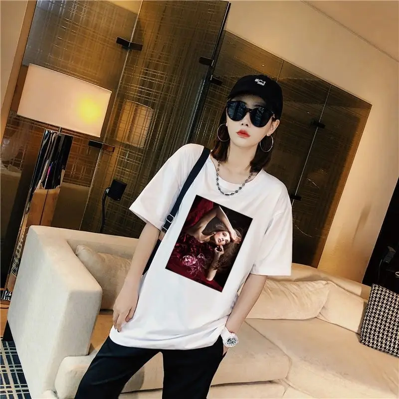 

Short-sleeved T-shirt female summer new style female student cute cartoon half-sleeved loose all-match top