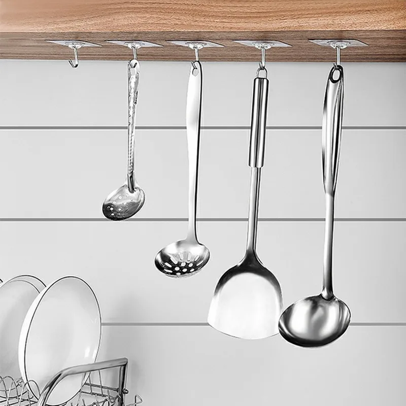 

5/10Pcs Kitchen Oilproof Strong Hanger Hooks Spatula Sundries Towel Hooks On The Wall Self Adhesive Door Hooks Rack Bath Accesso
