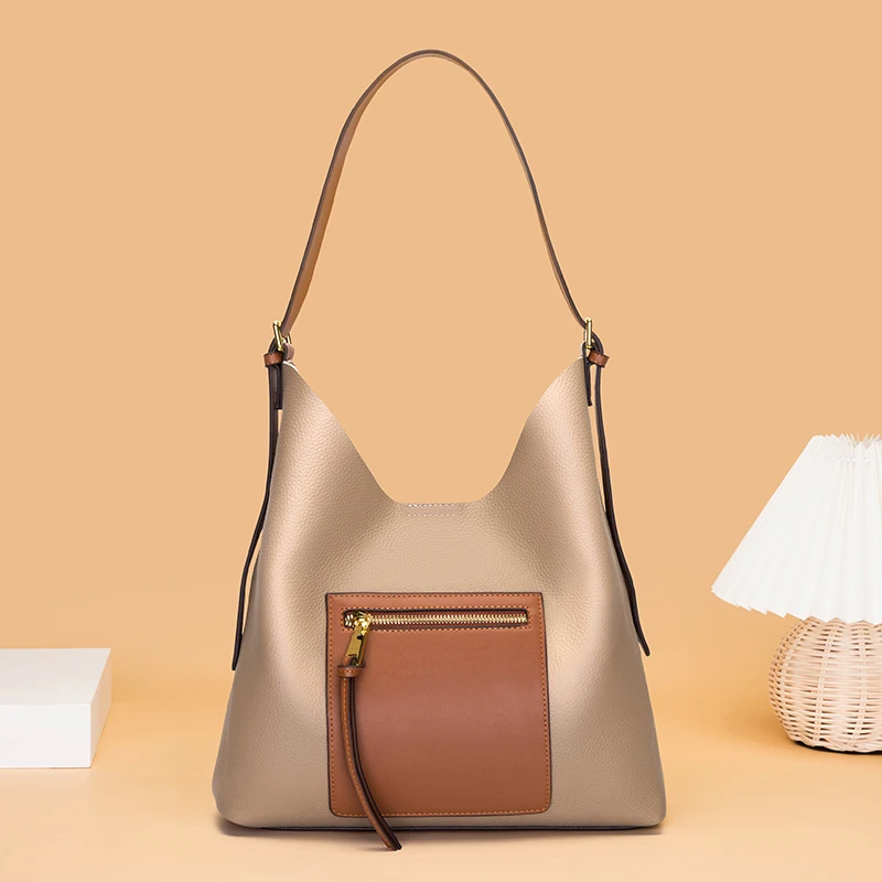 

100% Genuine Leather Shoulder Bags Female Big Natural Soft Real Cow Women Handbags Fashion 2021 Luxury Ladies Messenger Tote Sac