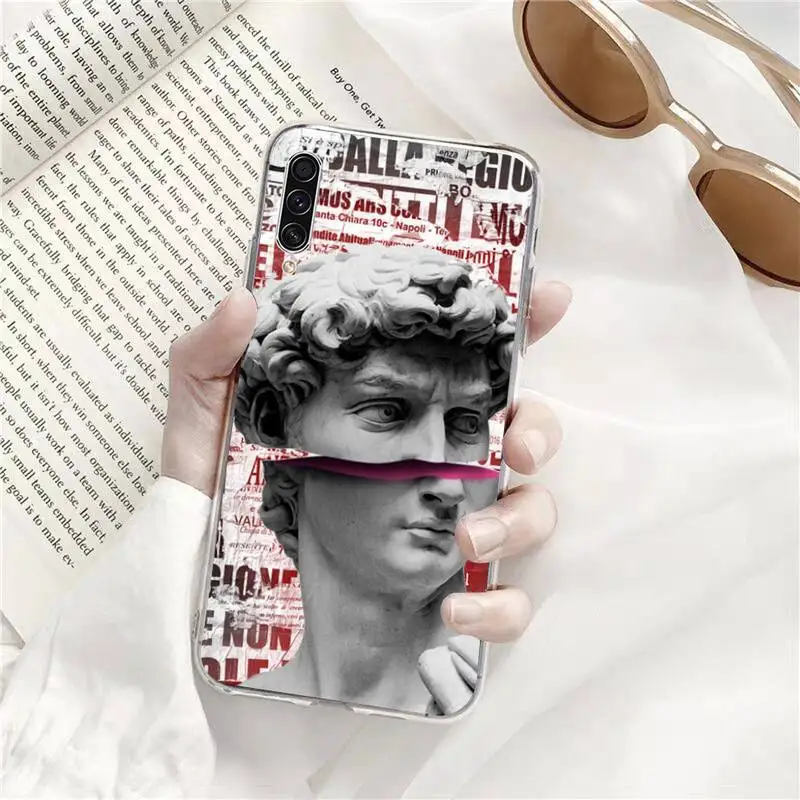 

David Medusa Art Plaster Phone Case Transparent for Samsung s9 s10 s20 Huawei honor P20 P30 P40 xiaomi note mi 8 9 pro lite plus