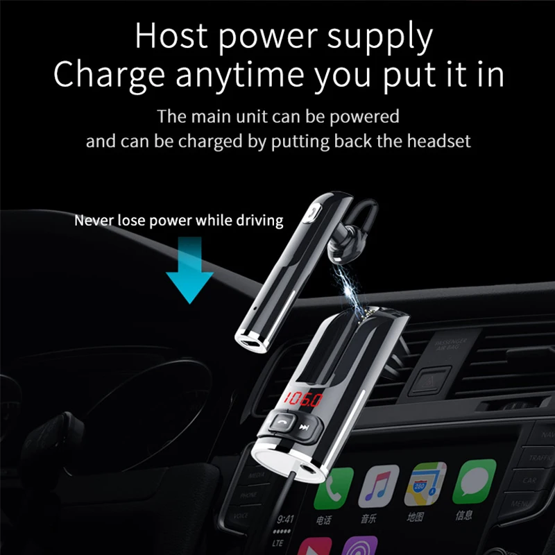 

CDEN Bluetooth Car Kit wireless Bluetooth headset FM transmitter car mp3 player music player USB car charger fast charge