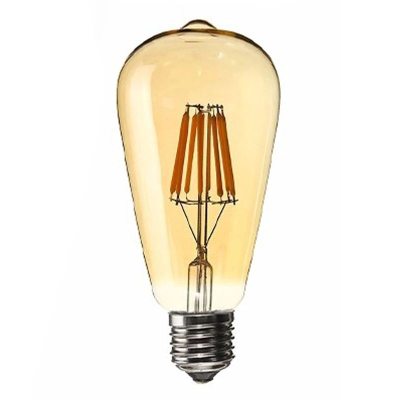 Dimmable E27 8W Эдисона Ретро винтажная нить ST64 COB светодиодный светильник лампа Цвет