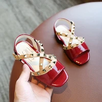 2020 baby girls sandals little princess patent leather summer new childrens fashion rivet kids beach shoes 1 2 3 4 5 6 7 years