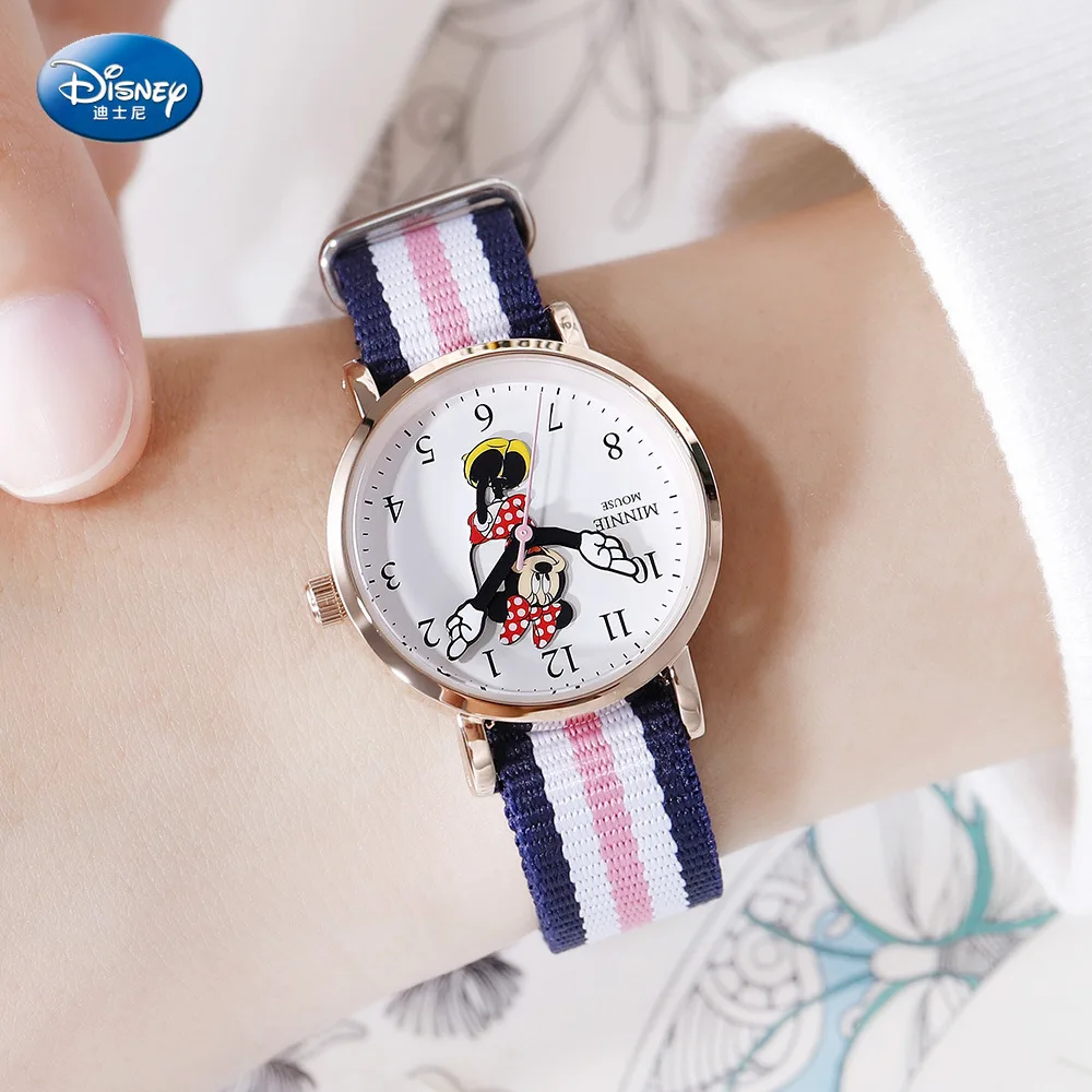 Disney Mickey Mouse Женские кварцевые наручные часы 3 бар водонепроницаемые простые
