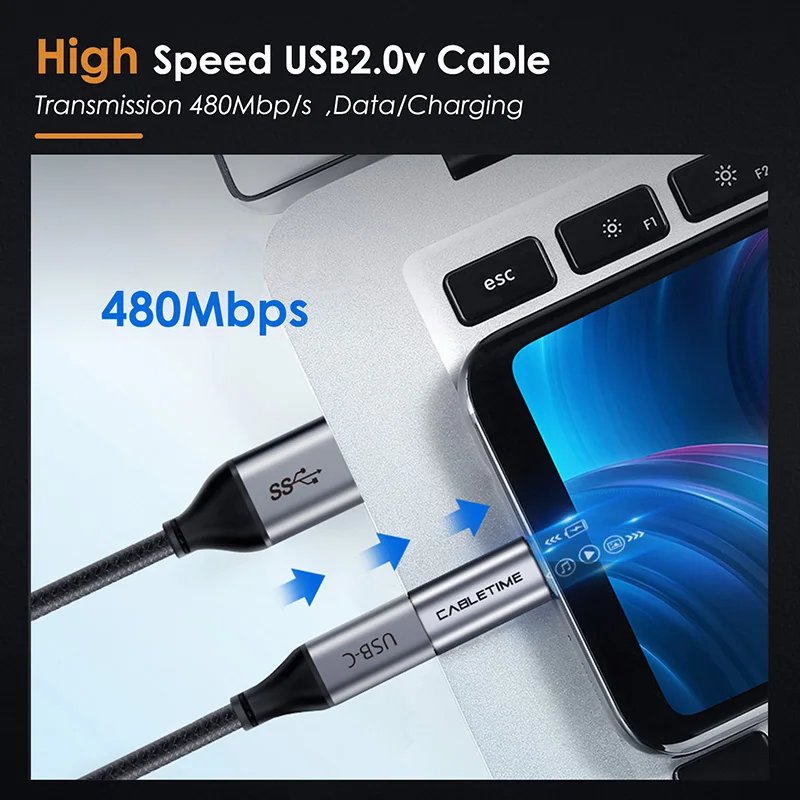 USB-адаптер Cabletime с Type C на Micro B 1 шт. зарядный преобразователь типа адаптер для