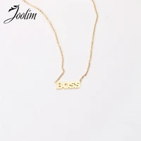 joolim jewelry pvd gold finish symple boss letter pendant necklace stylish stainless steel necklace