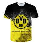 Футболка BVB мужская с 3D-принтом, летняя Клубная одежда Дортмунд, Молодежная повседневная спортивная рубашка оверсайз