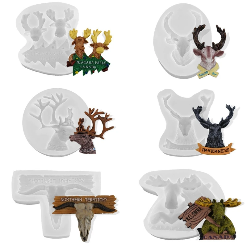 

2021 New Christmas Deer Elk Head Silicone Fondant Resin Mold Chocolate Cake Decor Tools