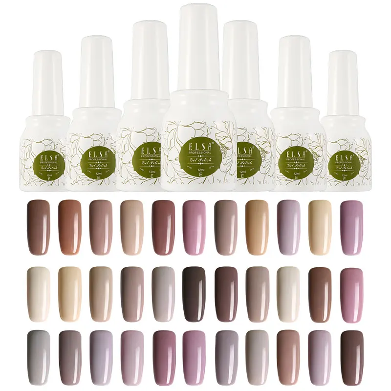 ELSA 12 мл УФ гель для ногтей набор чистого цвета светодиодный Гель лак розовая