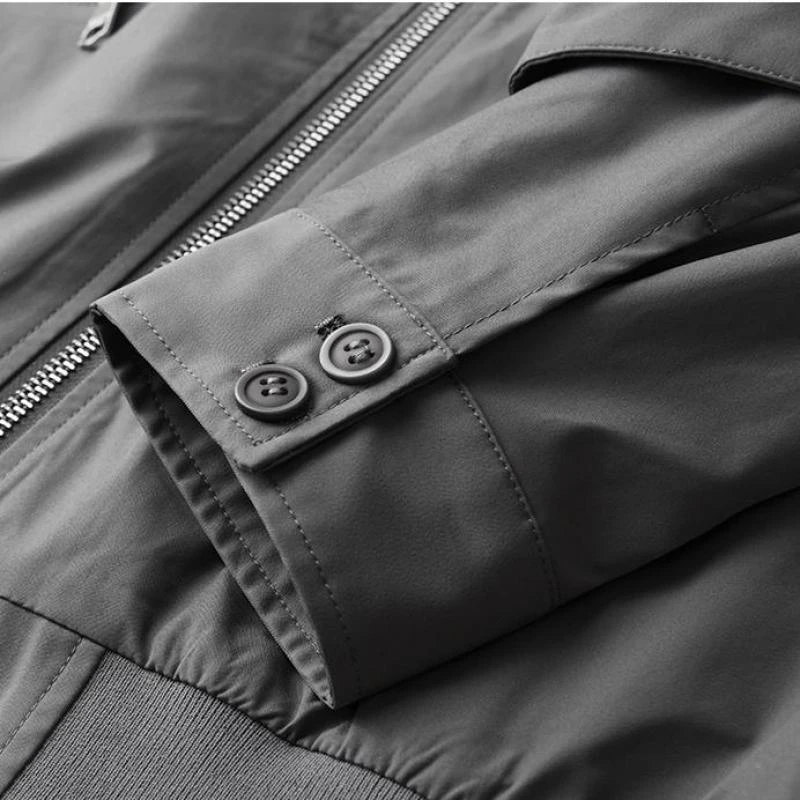 

polyester A grey coat, double button, men's collar, autumn tights