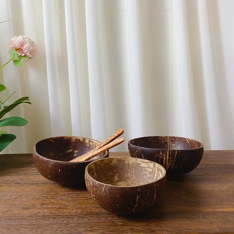 Набор Натуральных ложек чашка в виде кокоса фруктовая салатная лапша миска для