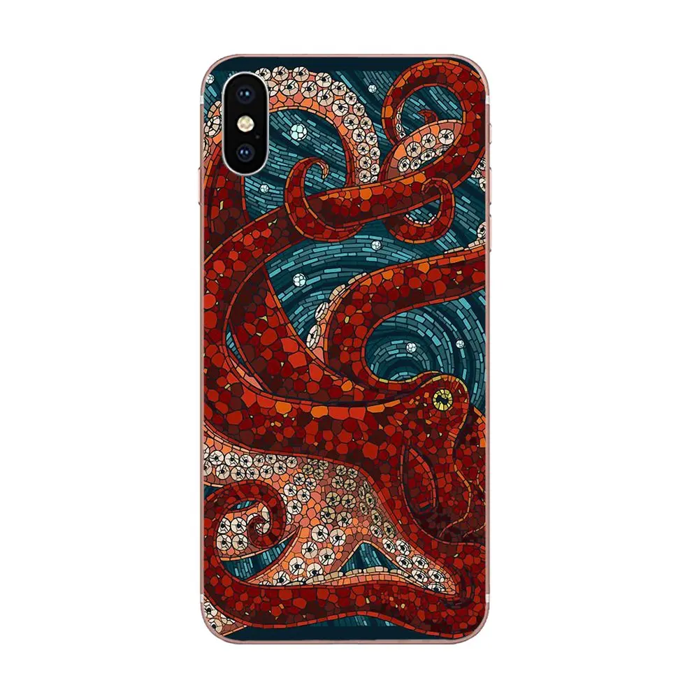 Мягкий чехол с мозаикой Octopus для Sony Xperia Z Z1 Z2 Z3 + Z4 Compact Z5 Plus M2 M4 XA XA1 XZ Premium | Мобильные