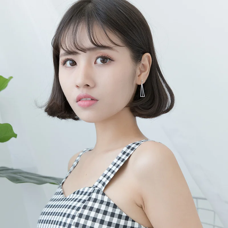 Серьги гвоздики Trusta 100% однотонные зеркальные треугольные для девочек подростков