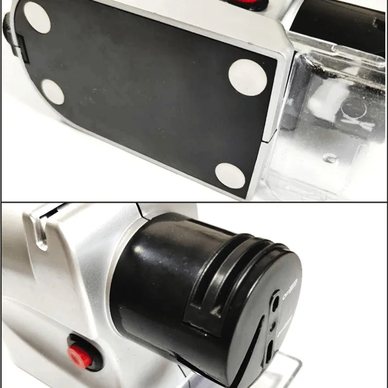 

Sharpening Stone Two Stages Diamond Kitchen Knife 2 Slot Electric Diamond Steel Ceramic Home Knife Sharpener