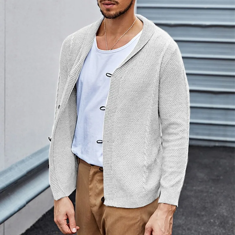 Осенняя одежда из 100% хлопка мужской свитер с воротником шалью пальто в винтажном