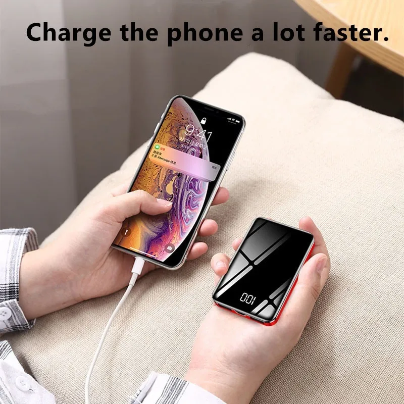 Xiaomi бренд QI 3,0 зеркальное зарядное устройство водонепроницаемый внешний аккумулятор 20000 мАч портативное зарядное устройство светодиодный ЖК Внешний аккумулятор мини