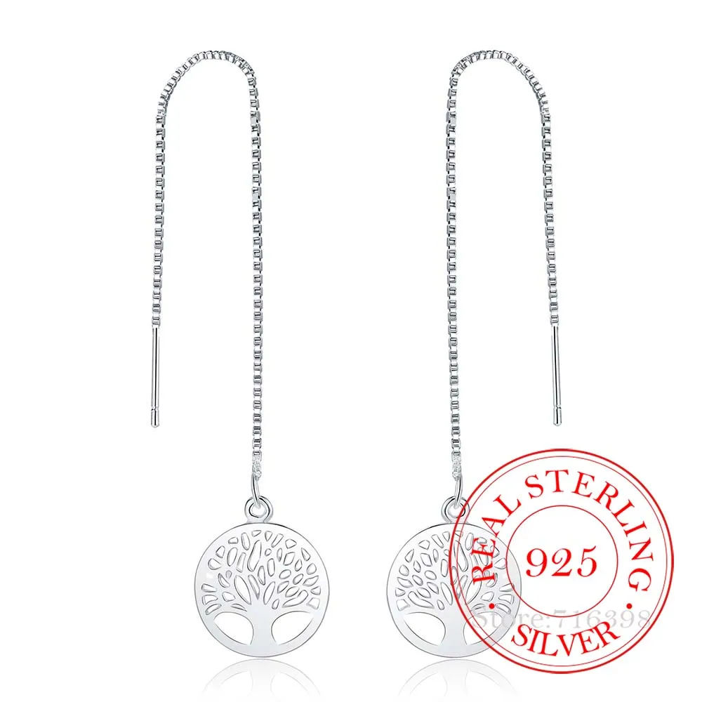 

Серьги-подвески в Корейском стиле женские, винтажные ювелирные украшения из стерлингового серебра 925 пробы с длинной кисточкой и деревом жи...