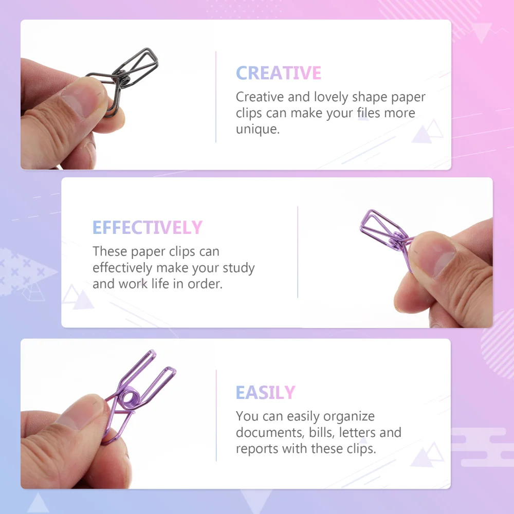 

12pcs Colorful Heart Paper Clip Binder Clips Small Office Study Binder Clips