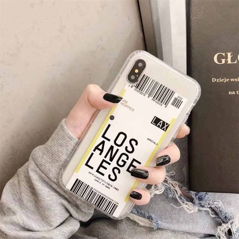US City Label Bar code new York Phone Case For iPhone 11 Pro Xs MAX XR X 6 6s 7 8 plus Simple letter Clear soft silicon Cover |