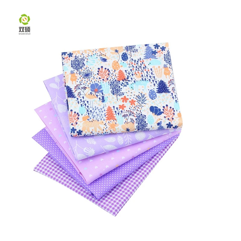 Новый Фиолетовый Цветочный пэчворк из хлопка Ткань жира квартале пучки