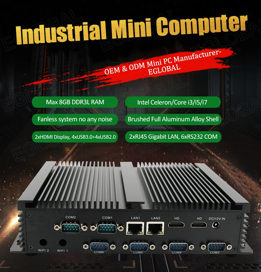 Недорогой промышленный мини компьютер Intel Core i3 5005U Celeron 2955U работающий 24 часа Linux Mini