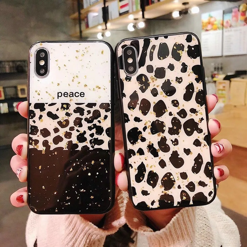 

Luxury Gold Foil Leopard Print for Apple X Phone Case iPhone 11promax/7Plus Epoxy Soft Women
