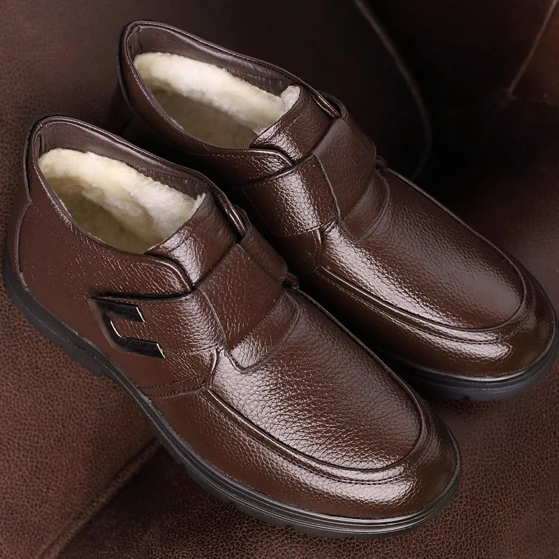 Мужская зимняя обувь Теплые удобные зимние Ботинки Martin из натуральной кожи в