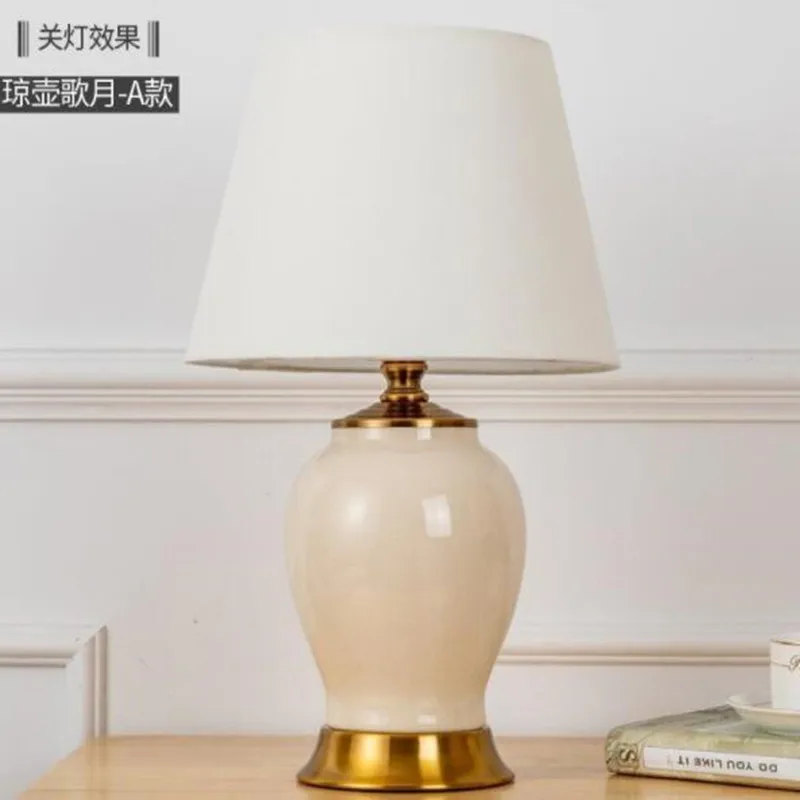 

High Grade White Ceramic Table Lamp Bedside Lamp For Bedroom Living Room Home Decor Bedroom Lamp Indoor Lighting 220v EU Plug