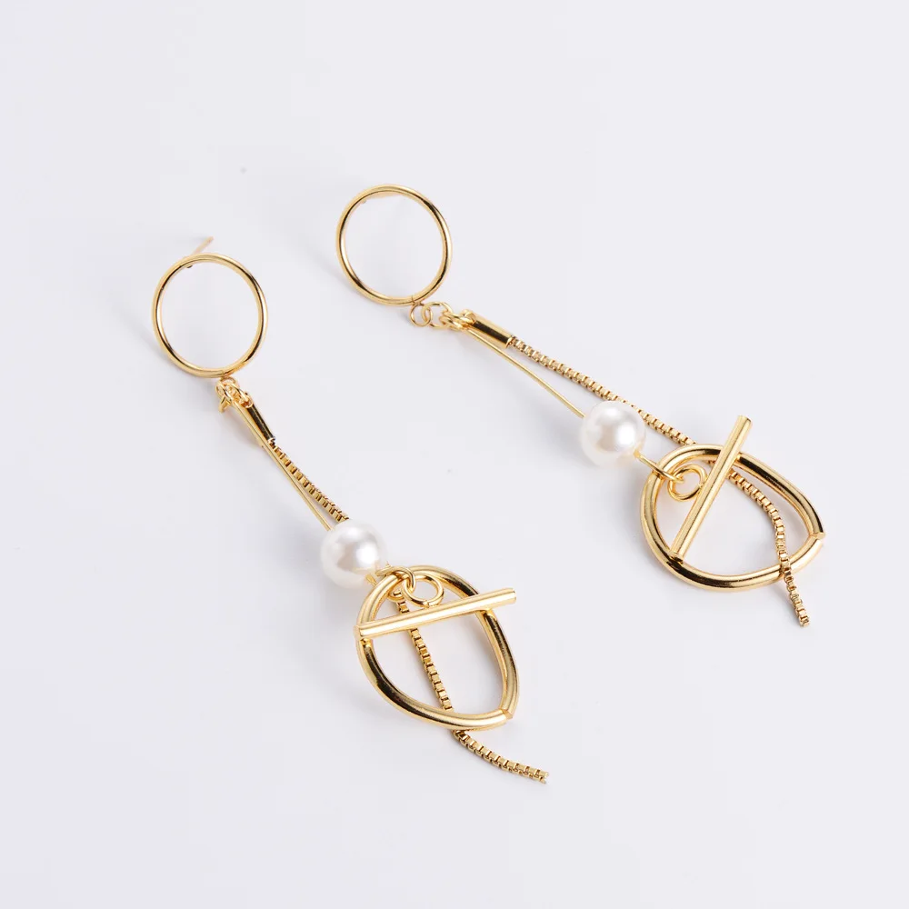 

1 Pair Geometric Pearl and Stainless Steel Dangle Earrings Luxury Earring 2022 Trendy Fashion Ear Jewelry for Women Wedding Gift