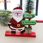 Рождественское украшение, блестящий Санта-Клаус, снеговик, лось, деревянная подставка, настольные украшения, Рождественский Декор для дома, рождественские подарки