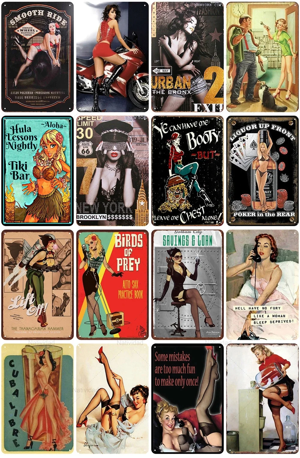 

Retro Tin Sign Pin Up Girl Iron Painting Vintage Metal Poster Beutiful Fashion Lady Bar Pub Club Man Cave Gamer Roomdecoration