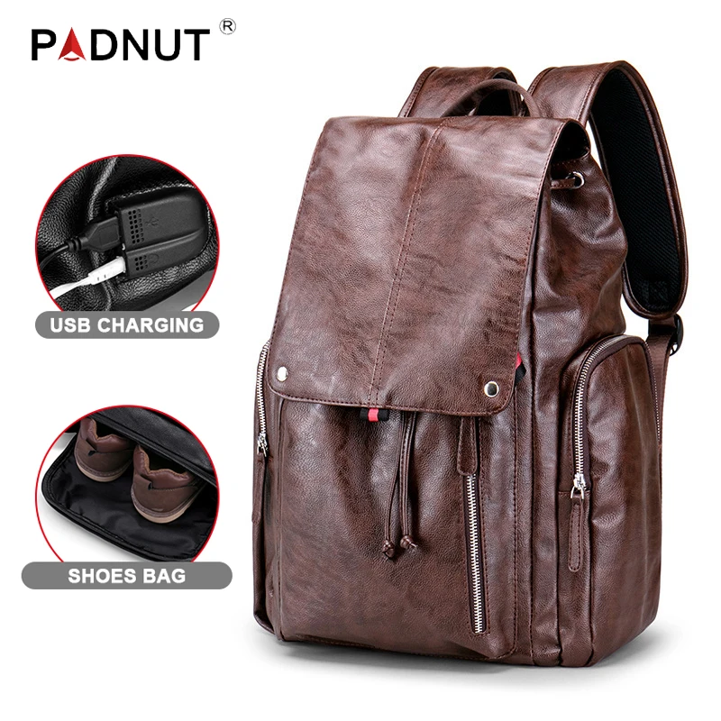 Рюкзак для путешествий мужской из искусственной кожи водонепроницаемый с