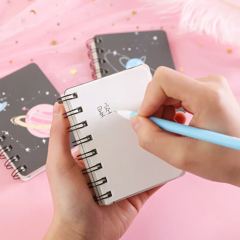 Kawaii Planet Ring Binder Sketchbook Mini Spiral Notebook A7 Agenda 2020 Cute Diary Book Korean Stationery School Supplies | Канцтовары