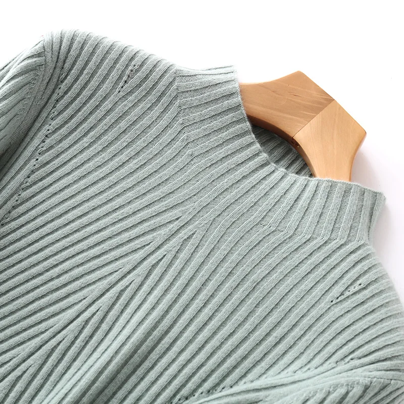 

Women's shirt cashmere knit sweater round neck slim pullover warm fashion solid color stretch wool sweater women's clothing
