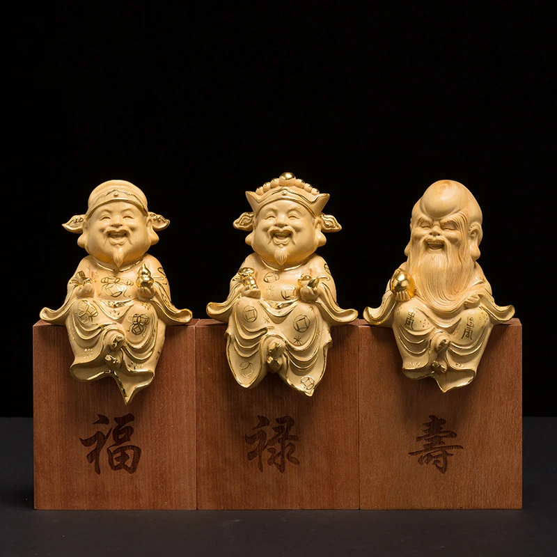 Фигурка китайской мифологии Sanxing Wood Fu lu shou фигурка хорошего качества с тремя