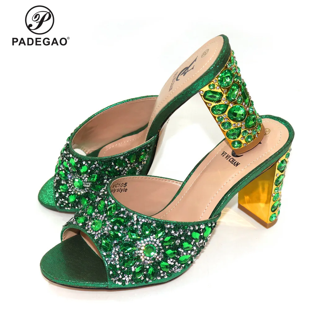 

Итальянские женские туфли, милый стиль для королевской свадебной вечеринки, сандалии стразы, женские свадебные туфли, элегантная нигерийск...