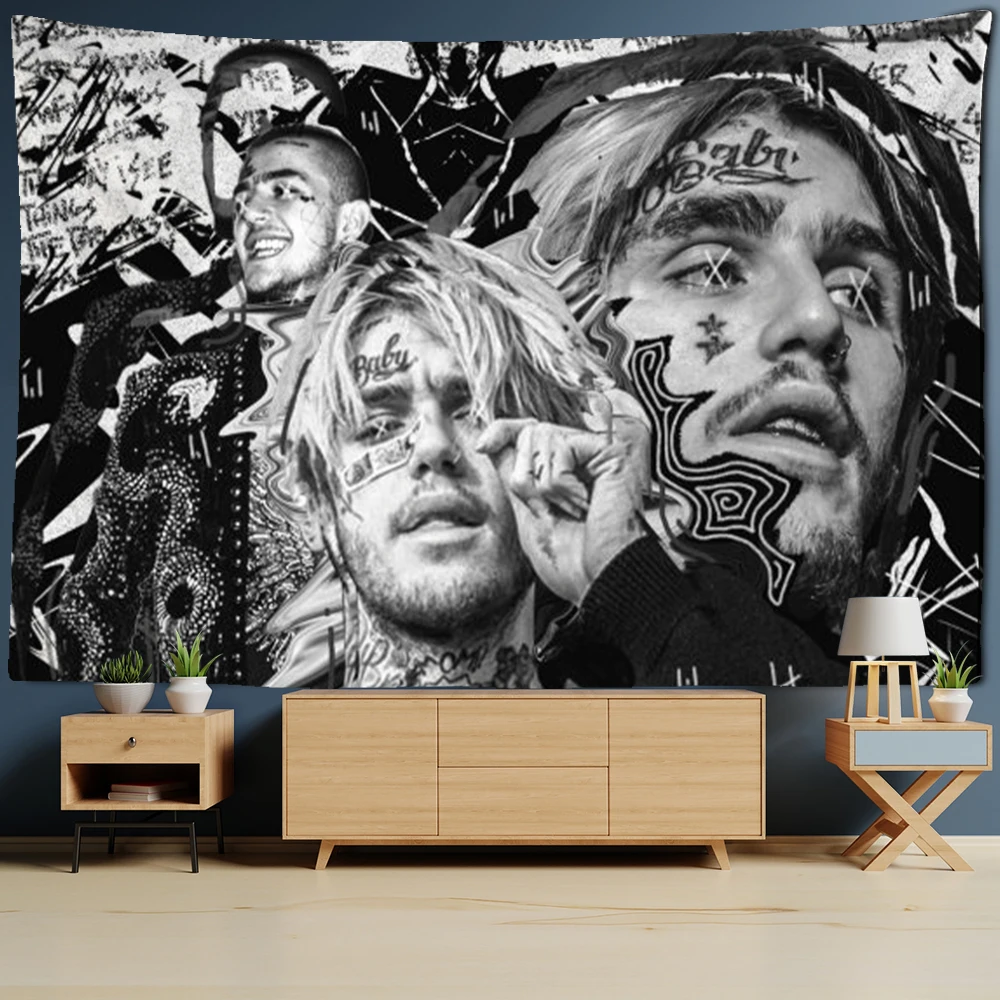 

Lil Peep Rapper Tapestry Wall Hanging Tapiz 3D Printing Carpet Fashion Art Bohemian Wind Hippie Bedroom Decor