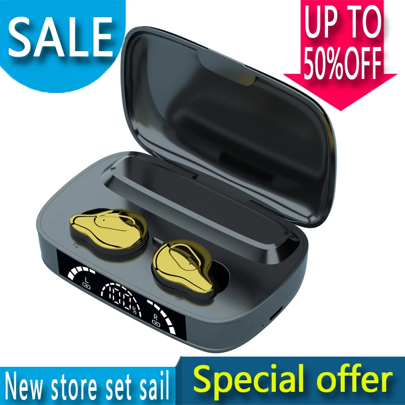 

Bluetooth 5.0 Headset 2000mAh Charging Case C10With Microphone Wireless Headset Waterproof Earbud Headset Bluetooth Headphones