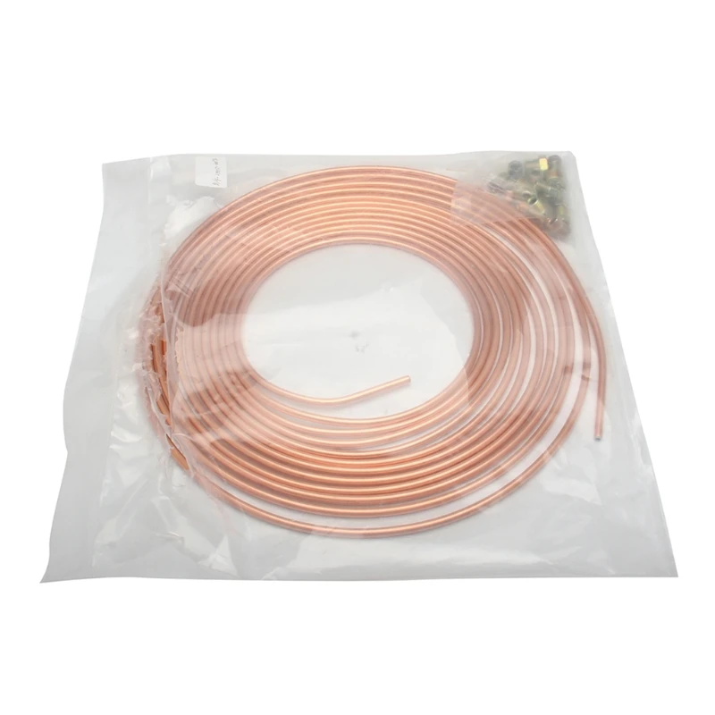 

25 Ft 3/16" OD Car Copper-Nickel Brake Line Tubing Coil and Fitting Kit L9CE