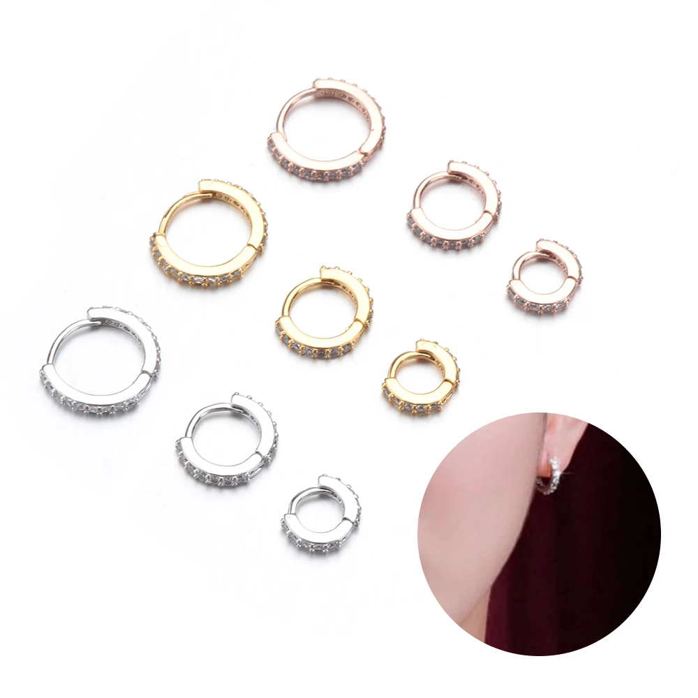 New Fashion Huggie Nose Ornament Punk Style CZ Ear Piercing 6/8/10mm Helix Cartilage Tragus Earrings Body Jewelry Accessories | Украшения и