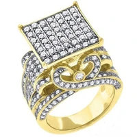 mifeiya trendy golden mens cubic zircon ring for crystal rhinestone wedding engagement party jewelry