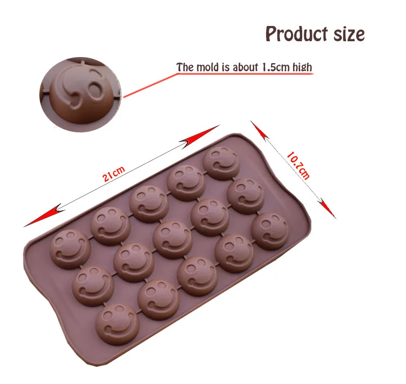 

Food Grade 15 Cavity Holes 3D Smiley face Bake Mold Family Handmade DIY Cake Cookies Candy Chocolate Mold Silicone Bakeware