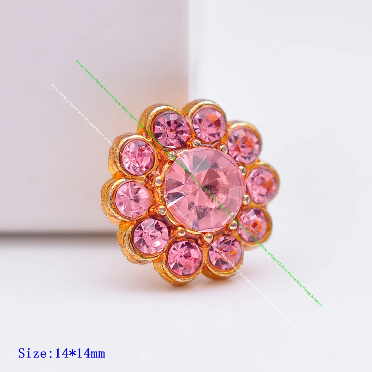 10 шт. 14 мм Сверкающий Розовый кристалл горного хрусталя с цветочным рисунком