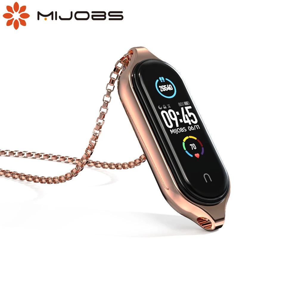 Металлическое ожерелье Mi Band 5 браслет на запястье с подвеской из нержавеющей