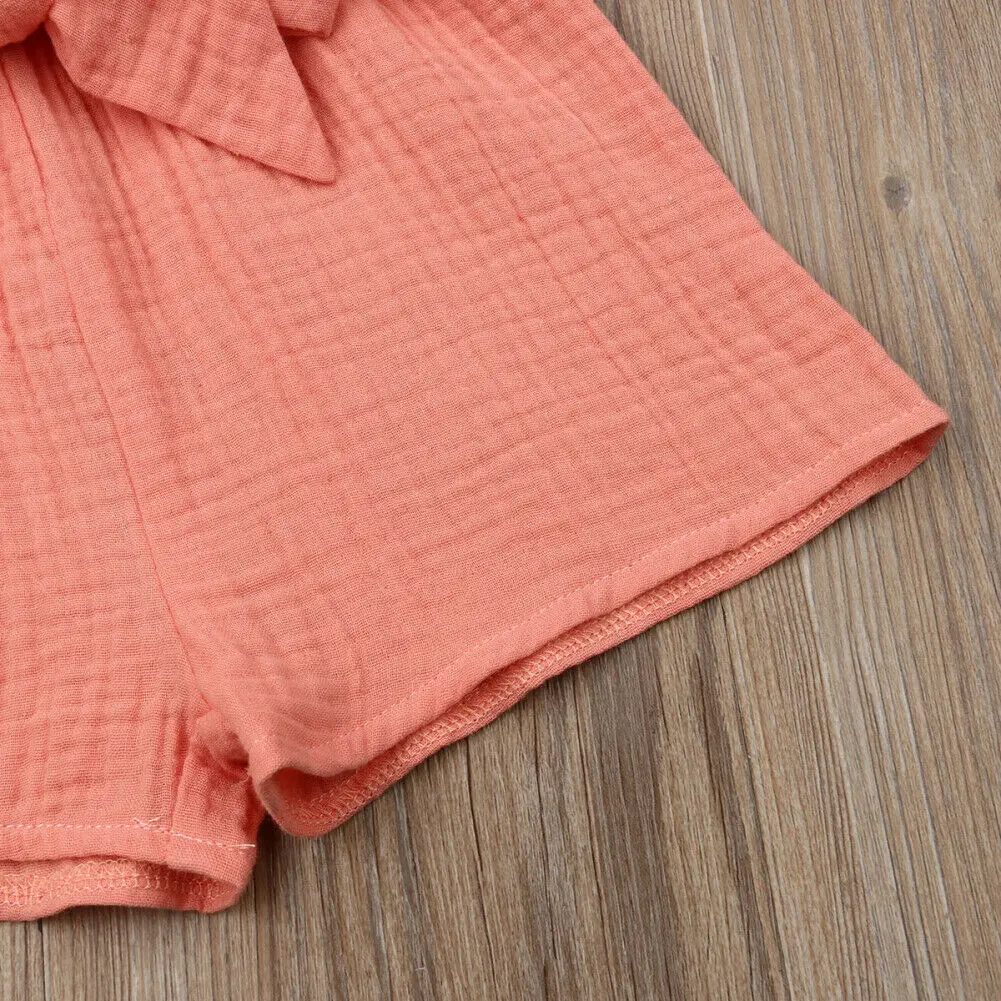 

Summer Newborn Baby Girl Clothes Sleeveless Bowknot Romper Jumpsuit Overall Outfit Casual Clothes 0-18M Set