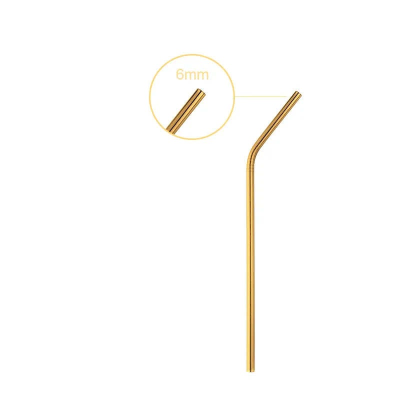 bend gold Многоразовые металлические соломинки для питья, 10 цветов, 304 нержавеющая сталь, прямые изогнутые соломинки, вечерние, экологически чистые, барные принадлежности - Цвет: bend gold