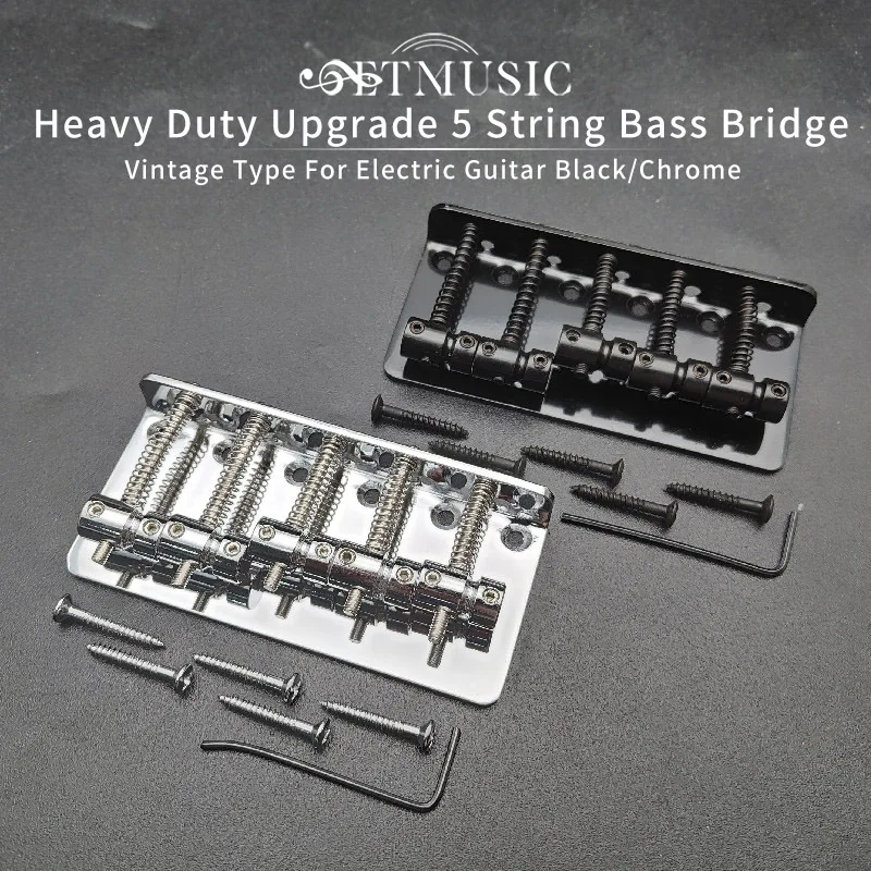 

A Set Left handed 5 String Flat Saddle Single Tremolo Bridge System for Electric Guitar Chrome/Black